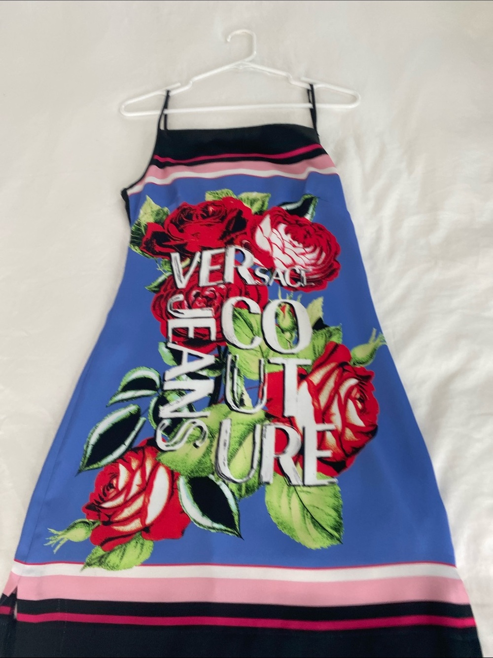 Versace Jeans Collection Blue Floral Logo Slip Dress for Kids